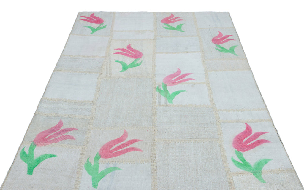 Mixed Over Dyed Kilim Patchwork Unique Rug 5'1'' x 7'6'' ft 155 x 228 cm