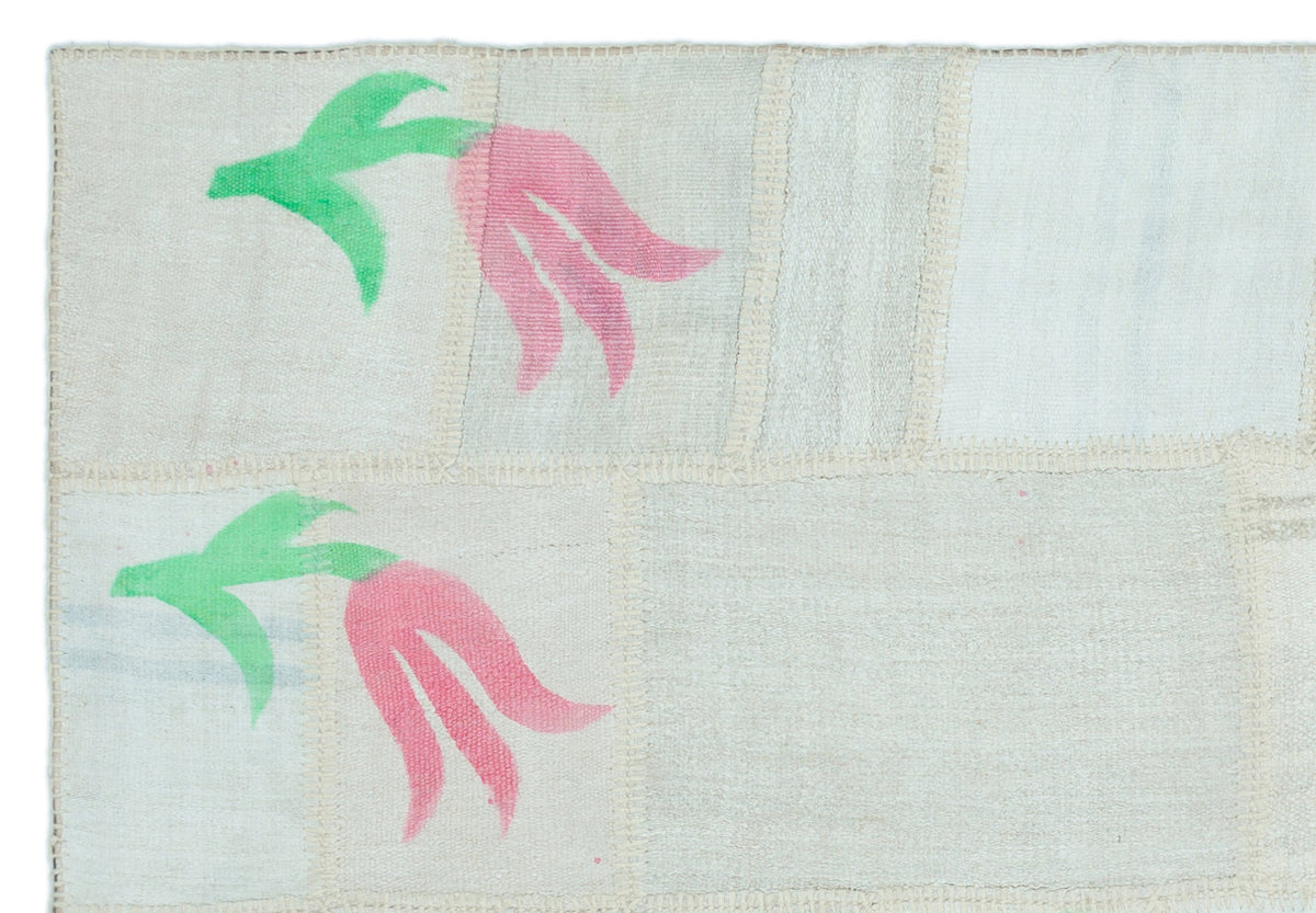 Mixed Over Dyed Kilim Patchwork Unique Rug 5&#39;1&#39;&#39; x 7&#39;6&#39;&#39; ft 155 x 228 cm