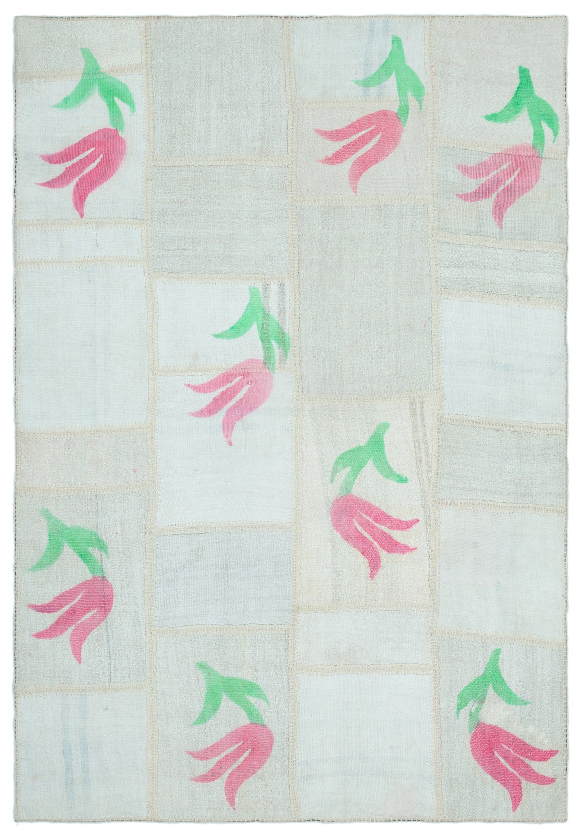 Mixed Over Dyed Kilim Patchwork Unique Rug 5&#39;1&#39;&#39; x 7&#39;6&#39;&#39; ft 155 x 228 cm