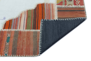 Naturel Over Dyed Kilim Patchwork Unique Rug 5'3'' x 7'4'' ft 160 x 223 cm
