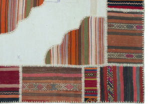 Naturel Over Dyed Kilim Patchwork Unique Rug 5'3'' x 7'4'' ft 160 x 223 cm