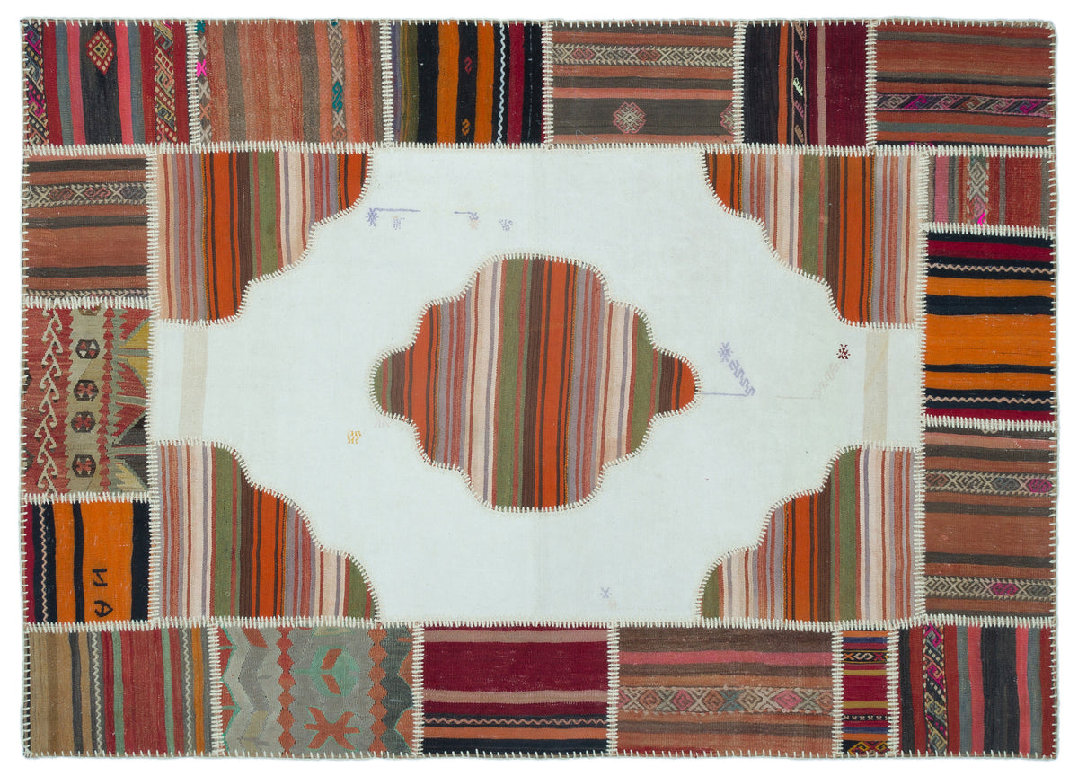 Naturel Over Dyed Kilim Patchwork Unique Rug 5&#39;3&#39;&#39; x 7&#39;4&#39;&#39; ft 160 x 223 cm