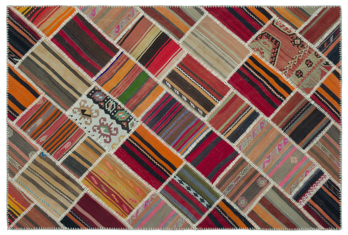 Naturel Over Dyed Kilim Patchwork Unique Rug 5&#39;3&#39;&#39; x 7&#39;9&#39;&#39; ft 160 x 236 cm
