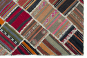 Naturel Over Dyed Kilim Patchwork Unique Rug 5'3'' x 7'9'' ft 160 x 236 cm