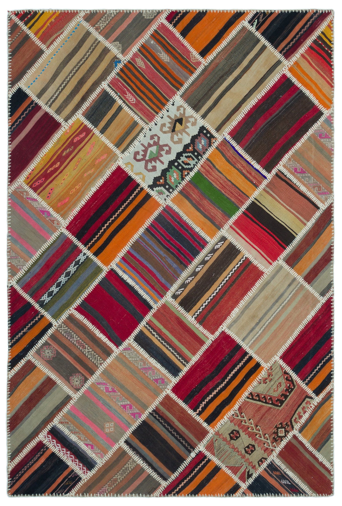 Naturel Over Dyed Kilim Patchwork Unique Rug 5&#39;3&#39;&#39; x 7&#39;9&#39;&#39; ft 160 x 236 cm