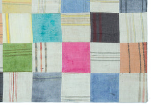 Mixed Over Dyed Kilim Patchwork Unique Rug 5'2'' x 7'5'' ft 158 x 227 cm