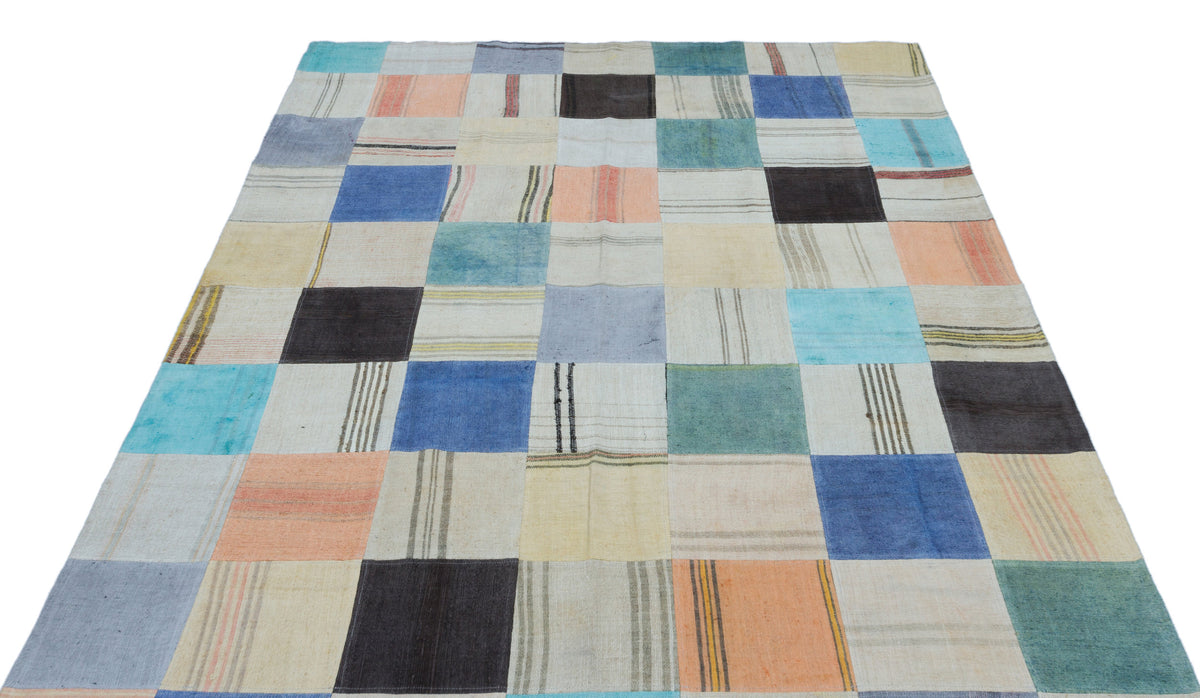 Mixed Over Dyed Kilim Patchwork Unique Rug 5&#39;5&#39;&#39; x 7&#39;9&#39;&#39; ft 165 x 235 cm