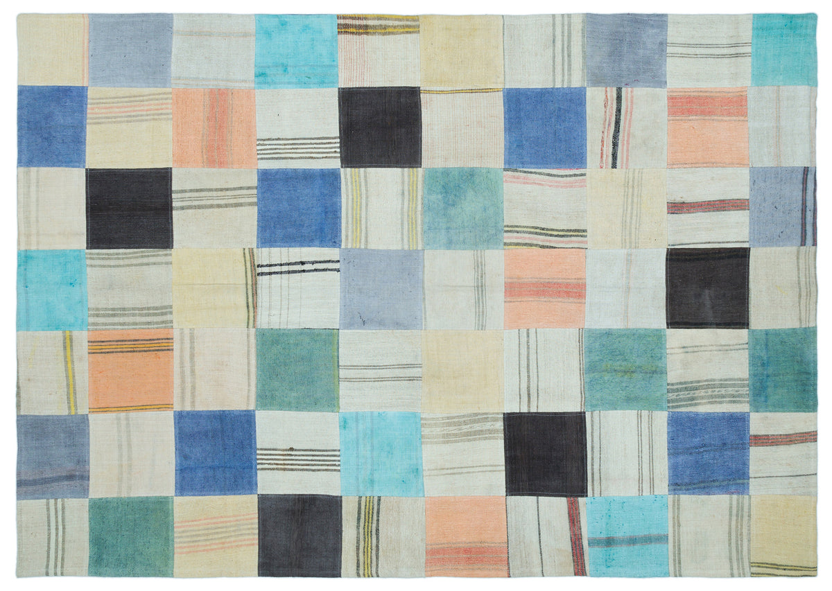 Mixed Over Dyed Kilim Patchwork Unique Rug 5&#39;5&#39;&#39; x 7&#39;9&#39;&#39; ft 165 x 235 cm