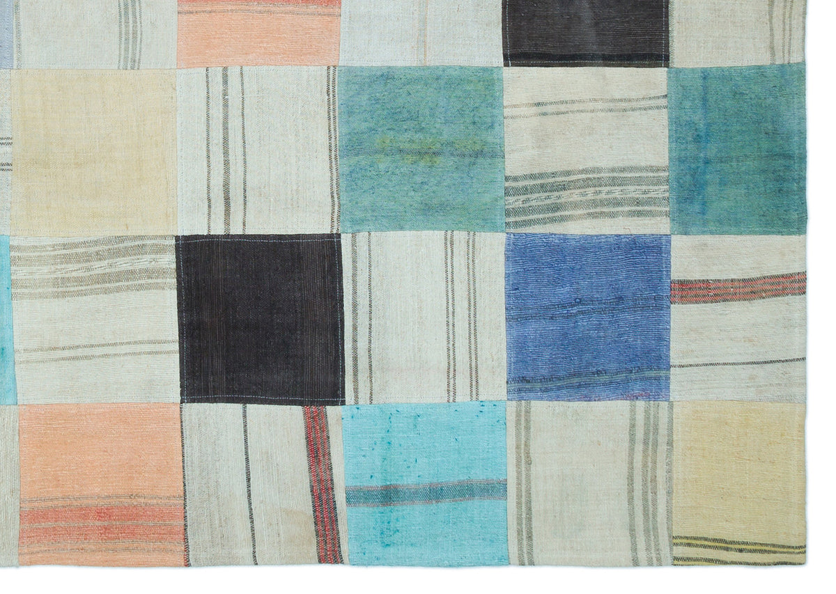 Mixed Over Dyed Kilim Patchwork Unique Rug 5&#39;5&#39;&#39; x 7&#39;9&#39;&#39; ft 165 x 235 cm