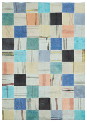 Mixed Over Dyed Kilim Patchwork Unique Rug 5'5'' x 7'9'' ft 165 x 235 cm