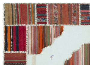 Naturel Over Dyed Kilim Patchwork Unique Rug 5'4'' x 7'5'' ft 162 x 227 cm