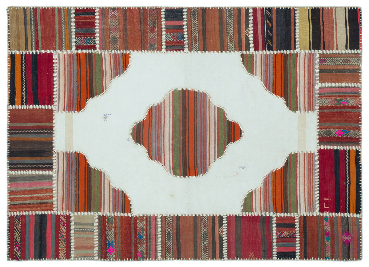 Naturel Over Dyed Kilim Patchwork Unique Rug 5&#39;4&#39;&#39; x 7&#39;5&#39;&#39; ft 162 x 227 cm