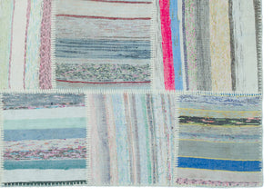 Striped Over Dyed Kilim Patchwork Unique Rug 5'3'' x 7'3'' ft 160 x 222 cm
