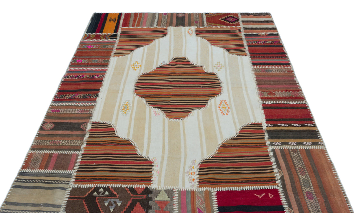 Naturel Over Dyed Kilim Patchwork Unique Rug 5&#39;3&#39;&#39; x 7&#39;7&#39;&#39; ft 160 x 230 cm