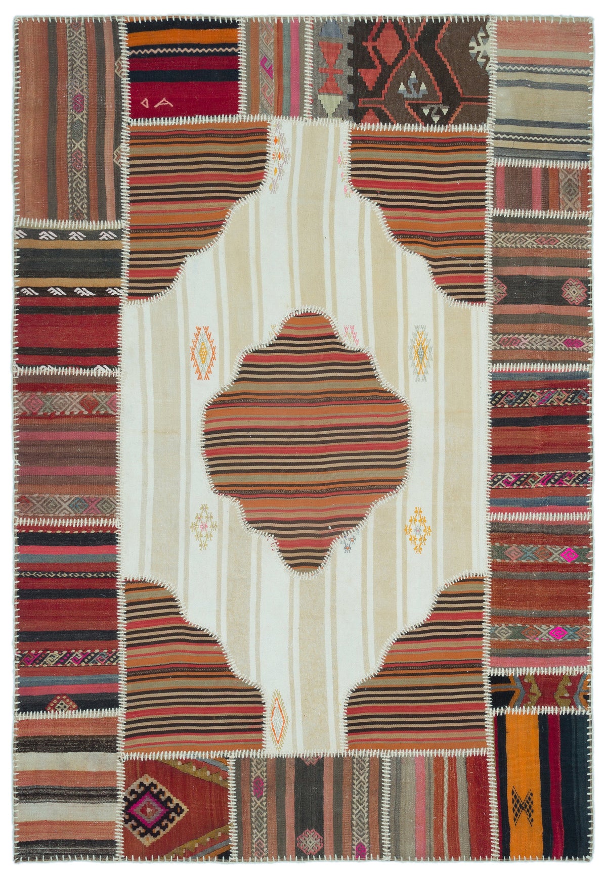 Naturel Over Dyed Kilim Patchwork Unique Rug 5&#39;3&#39;&#39; x 7&#39;7&#39;&#39; ft 160 x 230 cm