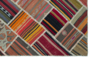 Naturel Over Dyed Kilim Patchwork Unique Rug 5'2'' x 7'10'' ft 157 x 240 cm
