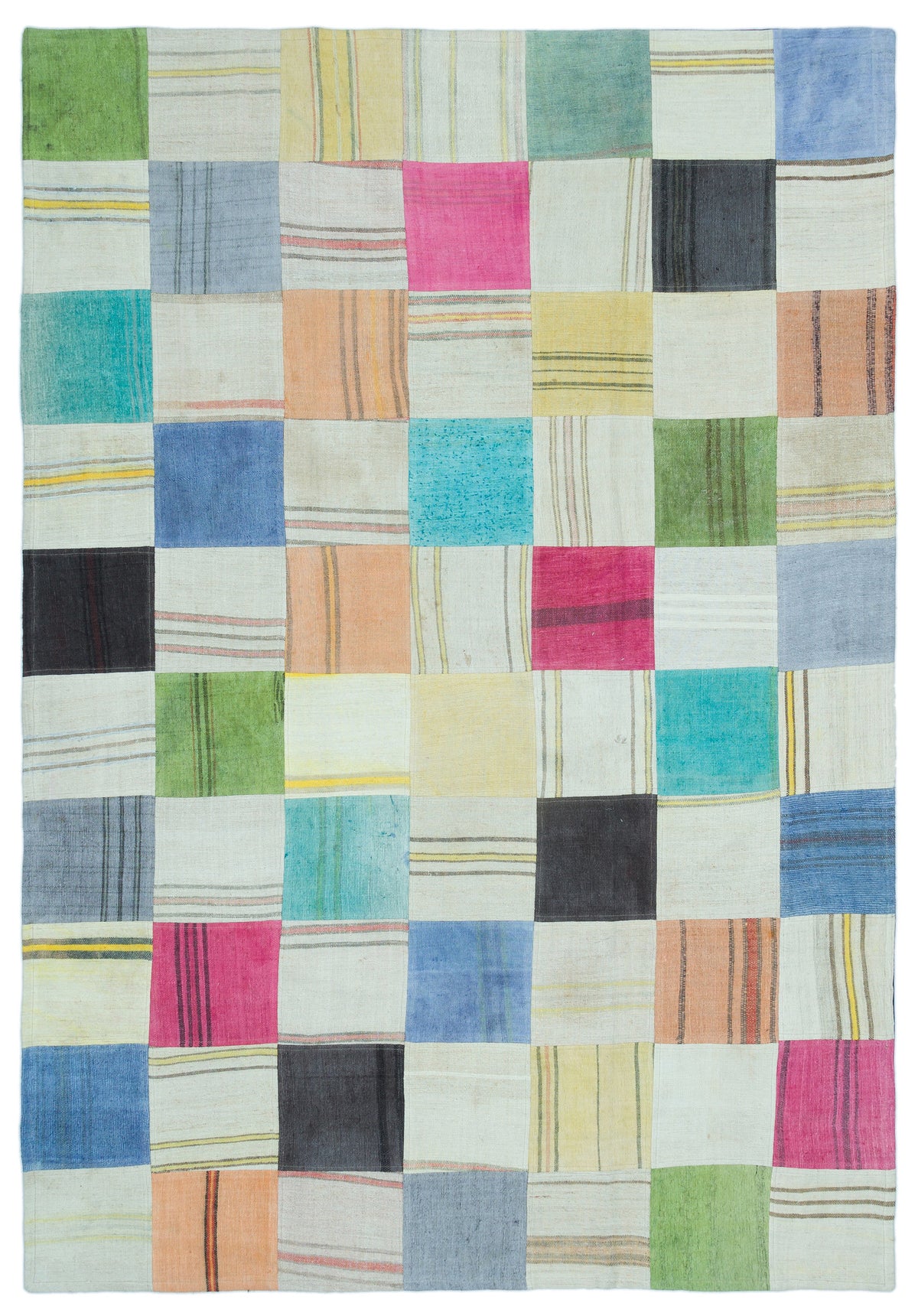 Mixed Over Dyed Kilim Patchwork Unique Rug 5&#39;2&#39;&#39; x 7&#39;7&#39;&#39; ft 158 x 230 cm