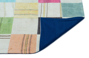 Mixed Over Dyed Kilim Patchwork Unique Rug 5'1'' x 7'7'' ft 156 x 230 cm