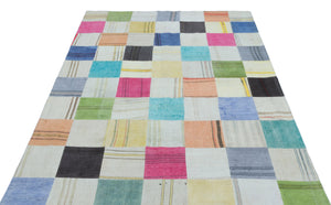 Mixed Over Dyed Kilim Patchwork Unique Rug 5'1'' x 7'7'' ft 156 x 230 cm