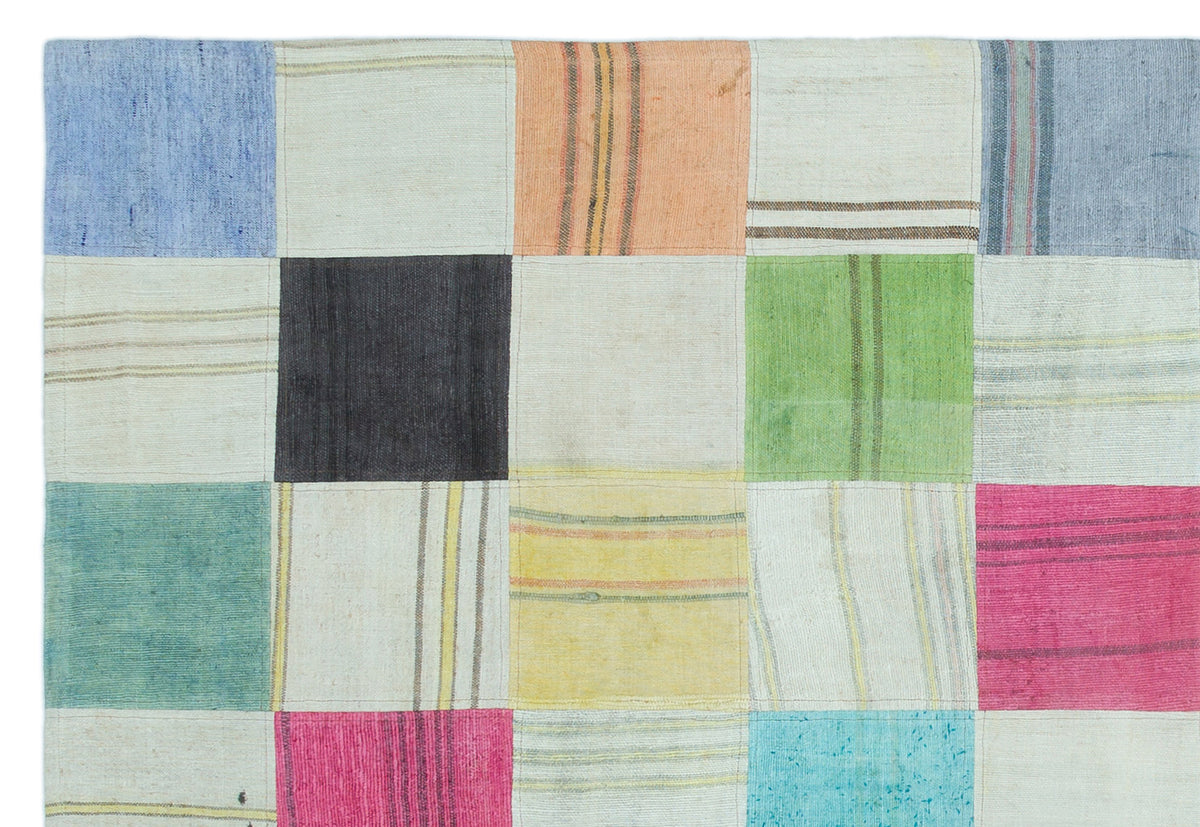 Mixed Over Dyed Kilim Patchwork Unique Rug 5&#39;1&#39;&#39; x 7&#39;7&#39;&#39; ft 156 x 230 cm