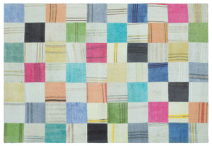 Mixed Over Dyed Kilim Patchwork Unique Rug 5'1'' x 7'7'' ft 156 x 230 cm