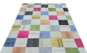 Mixed Over Dyed Kilim Patchwork Unique Rug 5'3'' x 7'6'' ft 159 x 228 cm