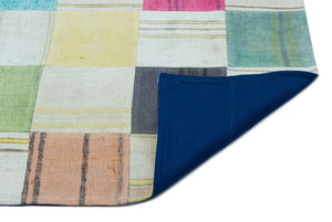 Mixed Over Dyed Kilim Patchwork Unique Rug 5'2'' x 7'5'' ft 157 x 226 cm