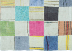 Mixed Over Dyed Kilim Patchwork Unique Rug 5'2'' x 7'5'' ft 157 x 226 cm