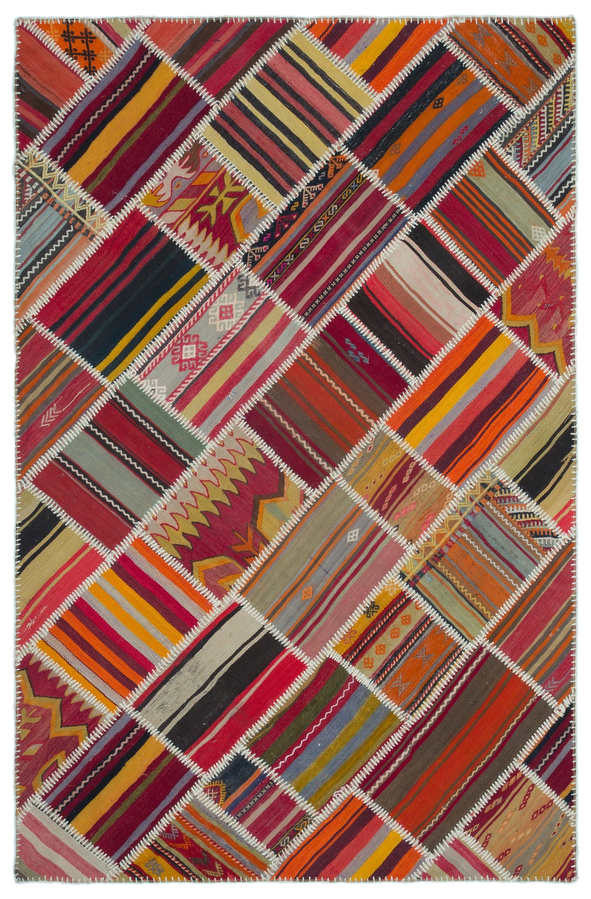 Naturel Over Dyed Kilim Patchwork Unique Rug 5&#39;2&#39;&#39; x 7&#39;9&#39;&#39; ft 157 x 236 cm