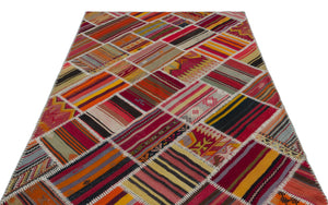 Naturel Over Dyed Kilim Patchwork Unique Rug 5'2'' x 7'9'' ft 157 x 236 cm