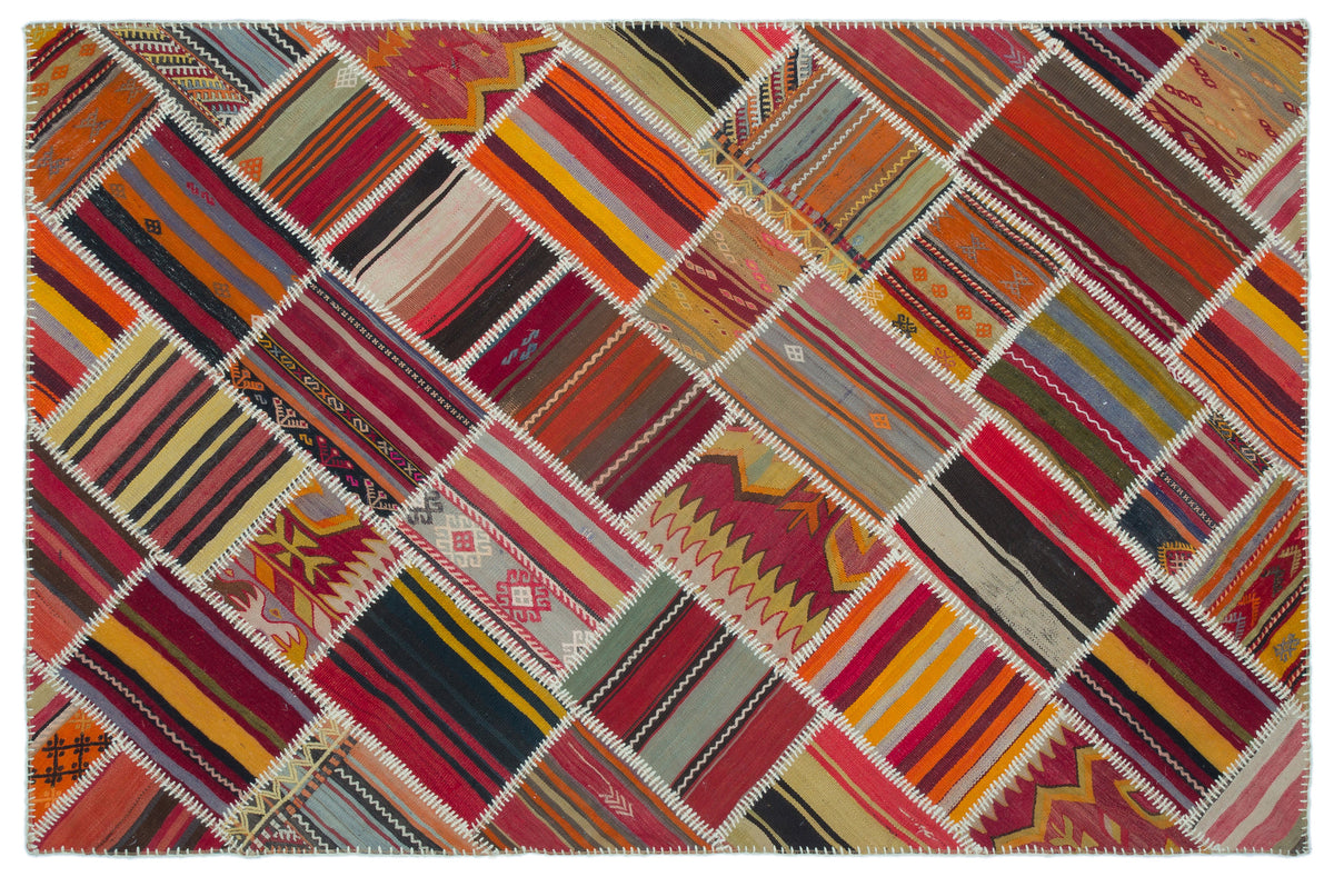 Naturel Over Dyed Kilim Patchwork Unique Rug 5&#39;2&#39;&#39; x 7&#39;9&#39;&#39; ft 157 x 236 cm