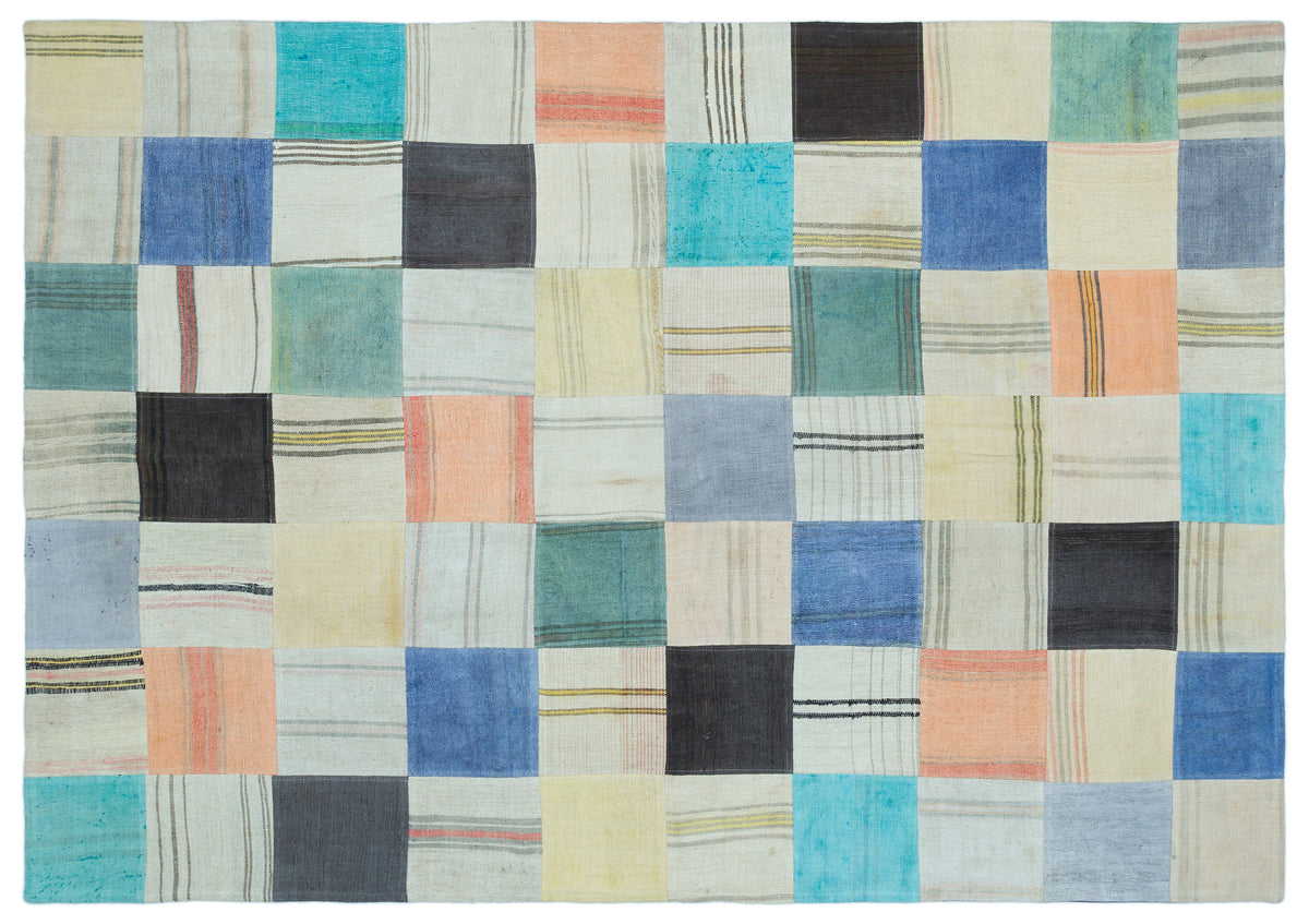 Mixed Over Dyed Kilim Patchwork Unique Rug 5&#39;5&#39;&#39; x 7&#39;8&#39;&#39; ft 165 x 234 cm