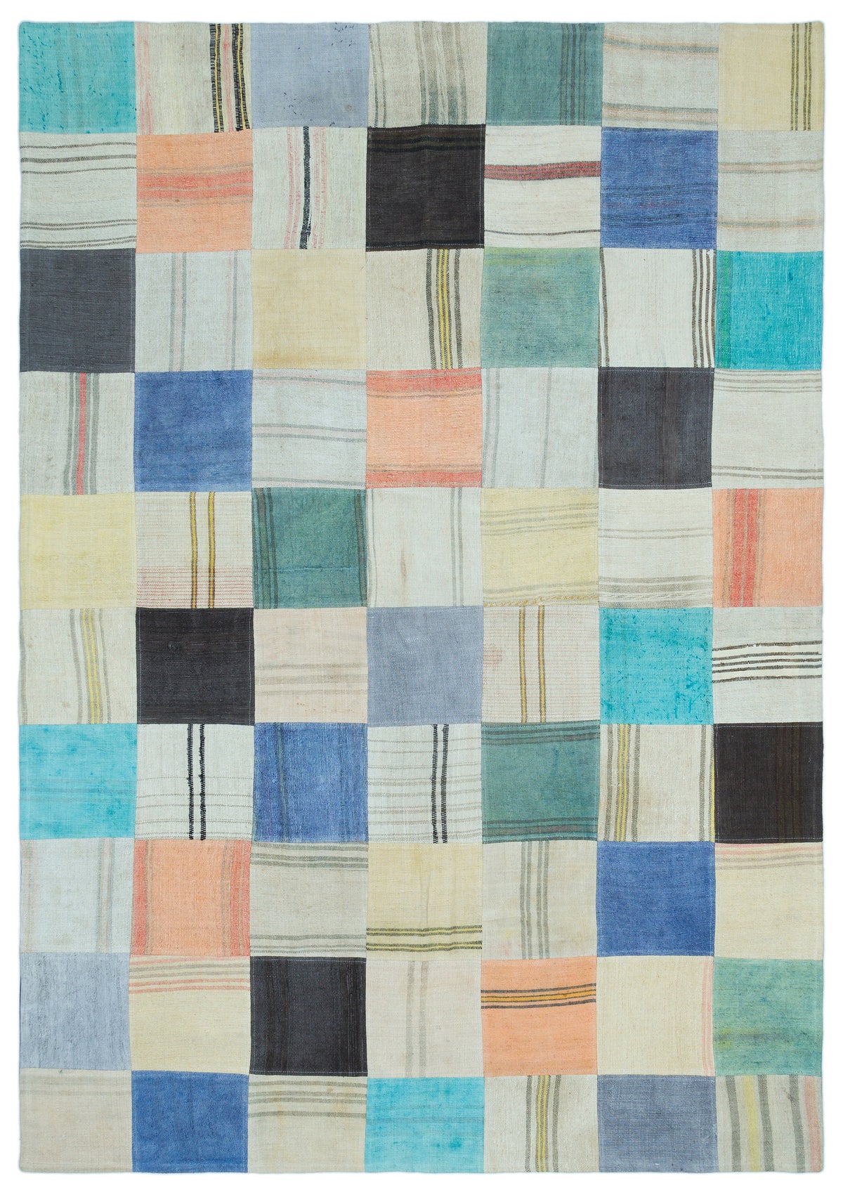 Mixed Over Dyed Kilim Patchwork Unique Rug 5&#39;5&#39;&#39; x 7&#39;8&#39;&#39; ft 165 x 234 cm