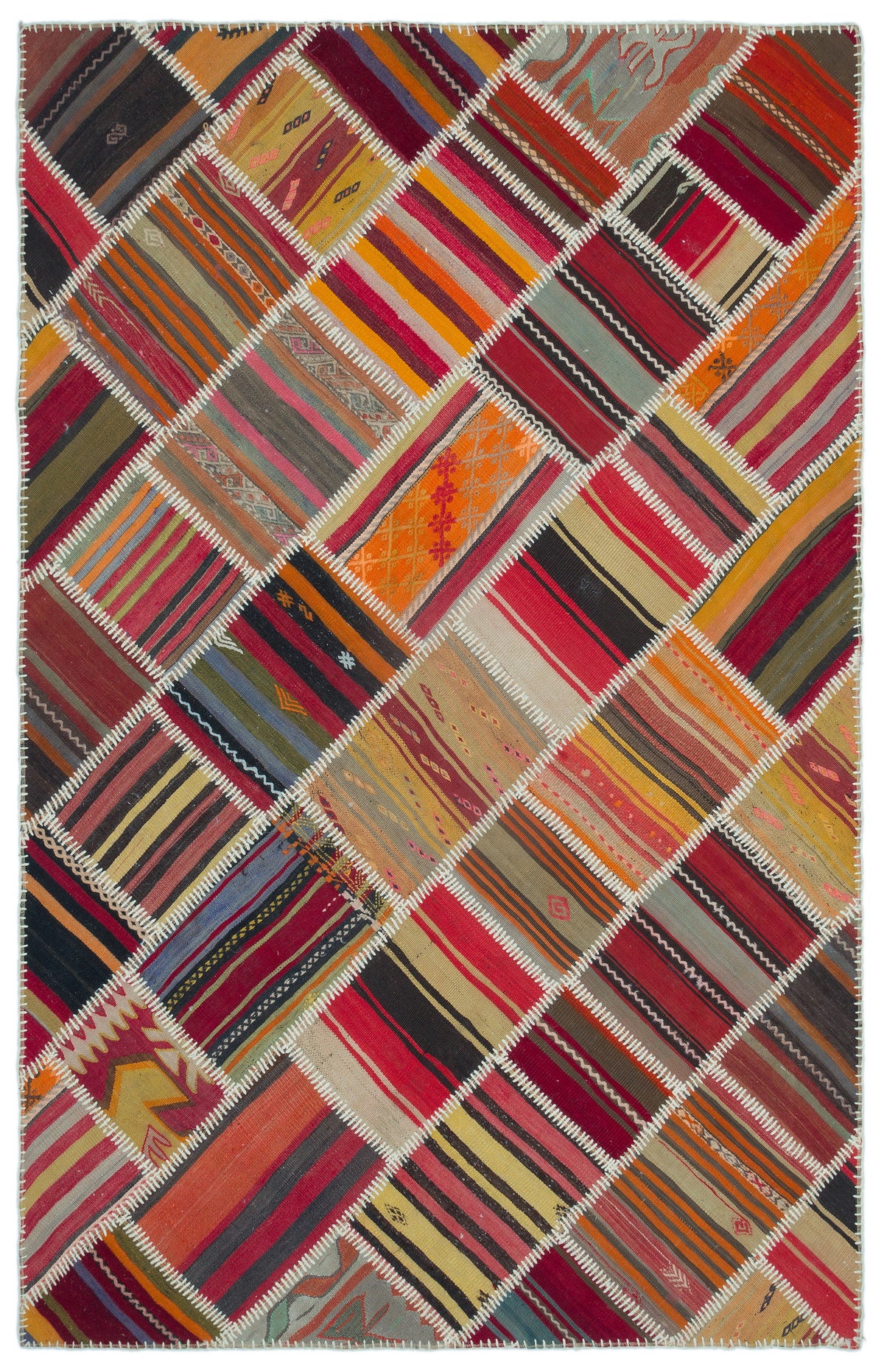 Naturel Over Dyed Kilim Patchwork Unique Rug 5&#39;1&#39;&#39; x 7&#39;10&#39;&#39; ft 155 x 240 cm