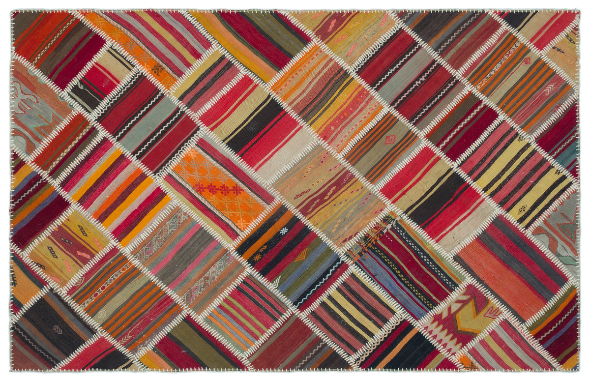 Naturel Over Dyed Kilim Patchwork Unique Rug 5&#39;1&#39;&#39; x 7&#39;10&#39;&#39; ft 155 x 240 cm