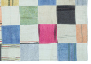 Mixed Over Dyed Kilim Patchwork Unique Rug 5'2'' x 7'6'' ft 157 x 228 cm