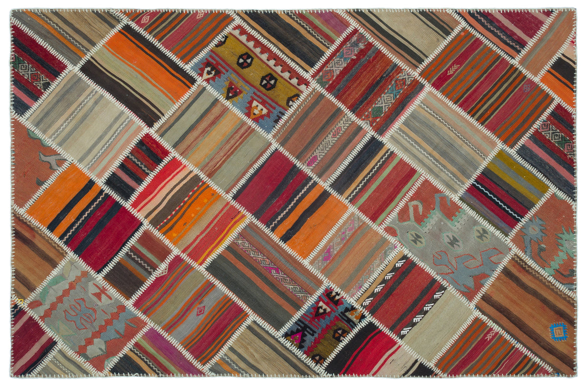 Naturel Over Dyed Kilim Patchwork Unique Rug 5&#39;2&#39;&#39; x 7&#39;9&#39;&#39; ft 157 x 236 cm