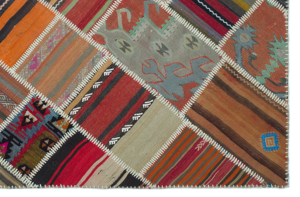 Naturel Over Dyed Kilim Patchwork Unique Rug 5&#39;2&#39;&#39; x 7&#39;9&#39;&#39; ft 157 x 236 cm