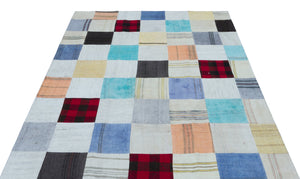 Mixed Over Dyed Kilim Patchwork Unique Rug 5'3'' x 7'7'' ft 159 x 230 cm