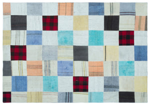 Mixed Over Dyed Kilim Patchwork Unique Rug 5'3'' x 7'7'' ft 159 x 230 cm
