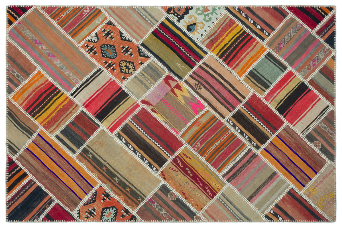 Naturel Over Dyed Kilim Patchwork Unique Rug 5&#39;2&#39;&#39; x 7&#39;9&#39;&#39; ft 157 x 237 cm