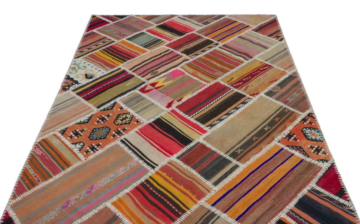 Naturel Over Dyed Kilim Patchwork Unique Rug 5&#39;2&#39;&#39; x 7&#39;9&#39;&#39; ft 157 x 237 cm