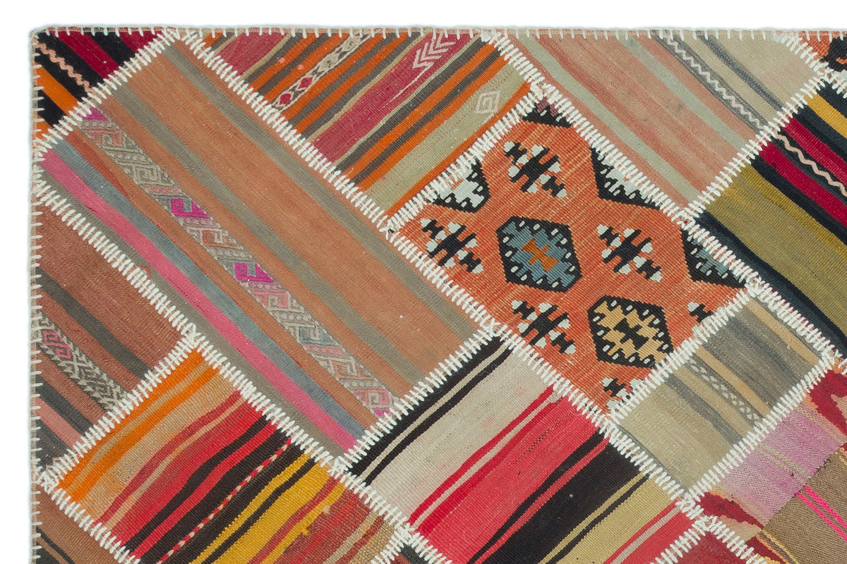 Naturel Over Dyed Kilim Patchwork Unique Rug 5&#39;2&#39;&#39; x 7&#39;9&#39;&#39; ft 157 x 237 cm