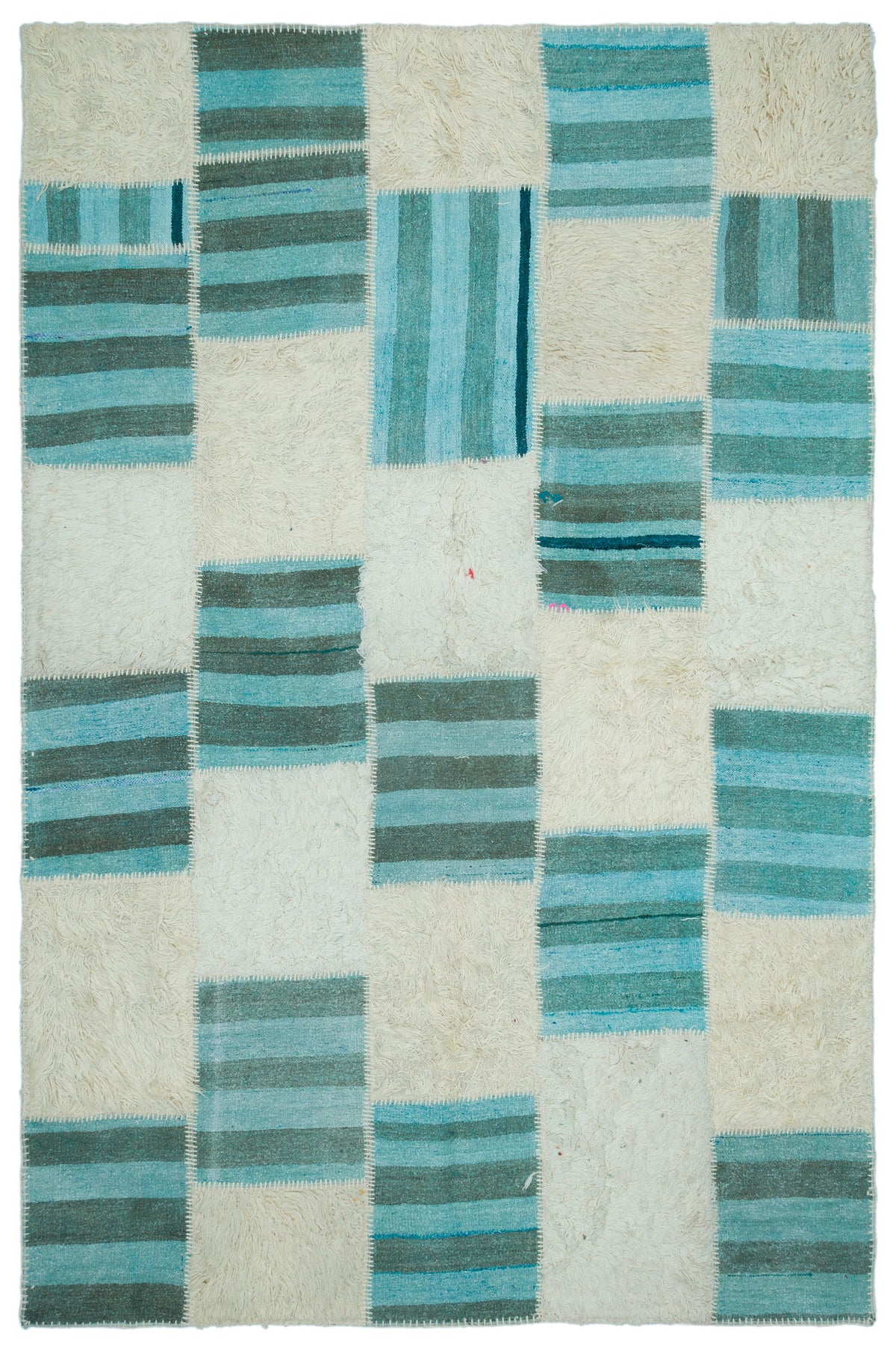 Mixed Over Dyed Kilim Patchwork Unique Rug 6&#39;8&#39;&#39; x 9&#39;11&#39;&#39; ft 203 x 301 cm