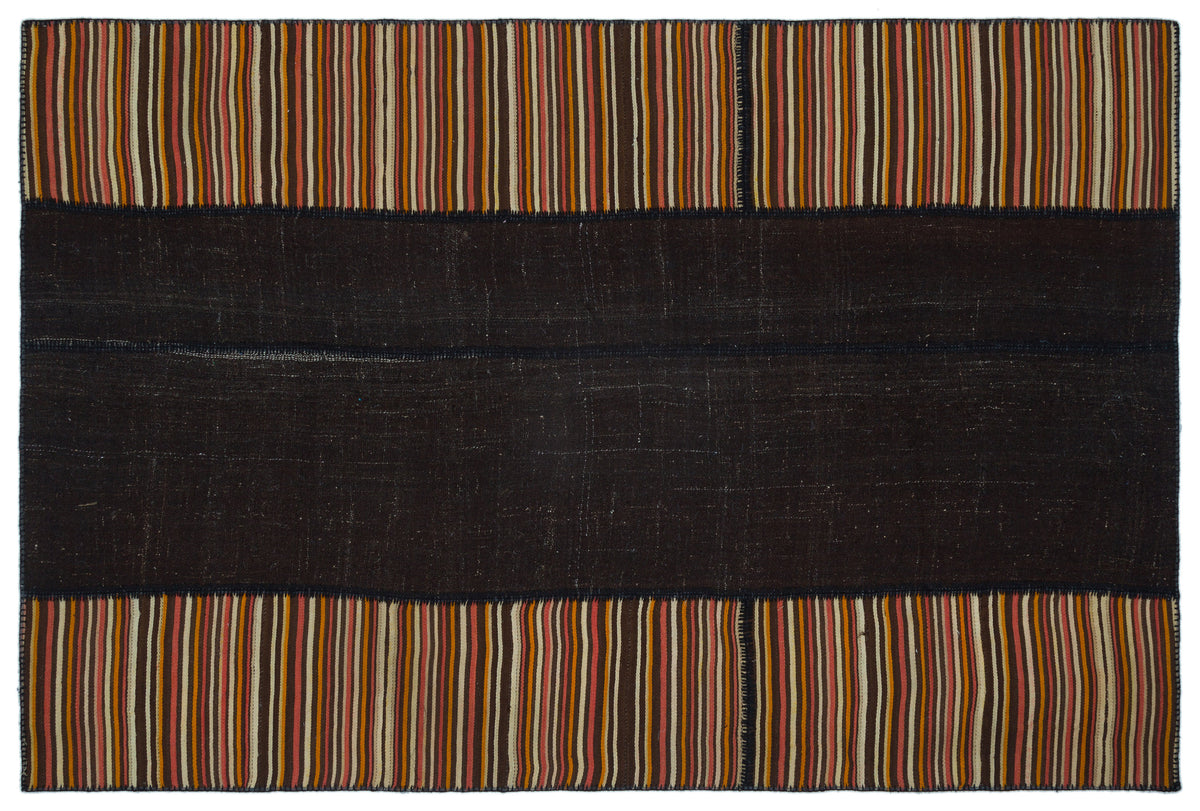 Mixed Over Dyed Kilim Patchwork Unique Rug 6&#39;7&#39;&#39; x 9&#39;11&#39;&#39; ft 201 x 302 cm