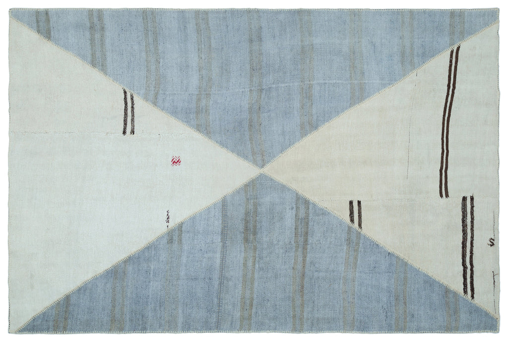 Mixed Over Dyed Kilim Patchwork Unique Rug 6'7'' x 9'11'' ft 200 x 303 cm