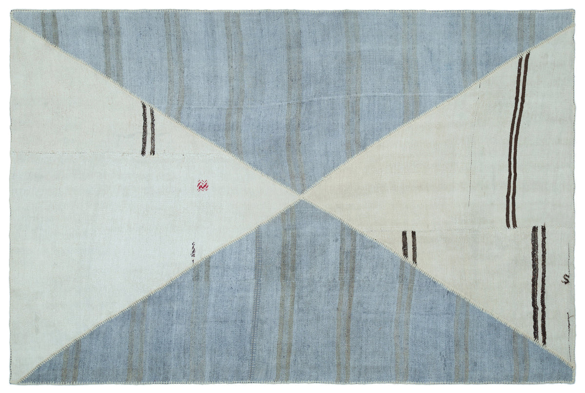 Mixed Over Dyed Kilim Patchwork Unique Rug 6&#39;7&#39;&#39; x 9&#39;11&#39;&#39; ft 200 x 303 cm