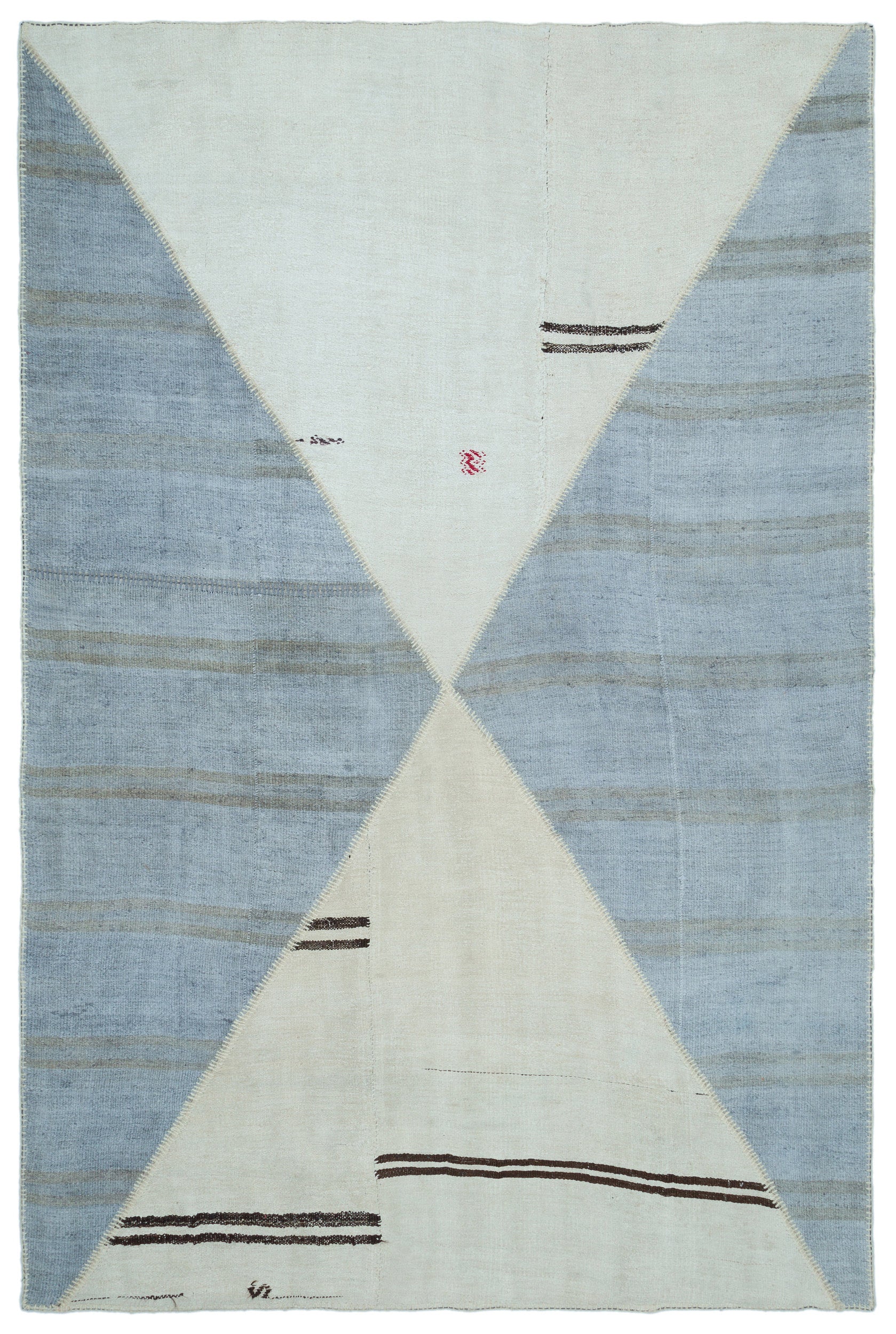 Mixed Over Dyed Kilim Patchwork Unique Rug 6'7'' x 9'11'' ft 200 x 303 cm