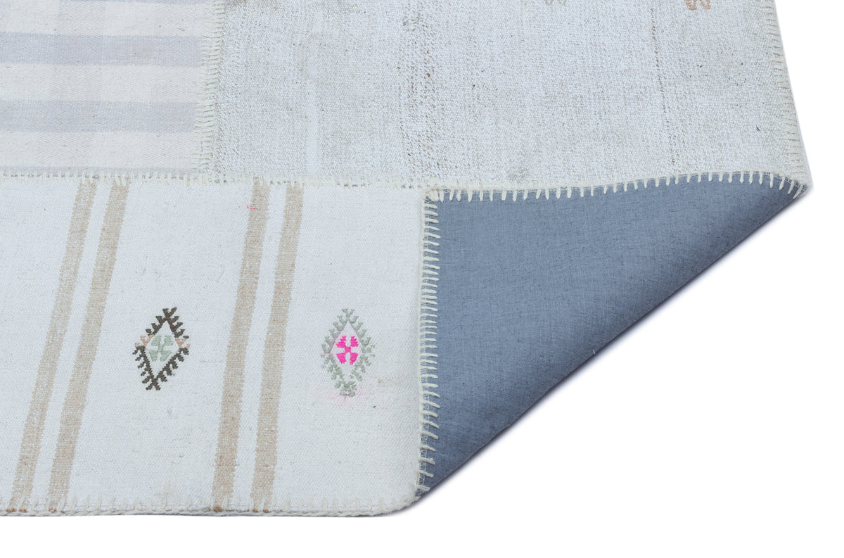 Striped Over Dyed Kilim Patchwork Unique Rug 5&#39;1&#39;&#39; x 7&#39;5&#39;&#39; ft 155 x 225 cm