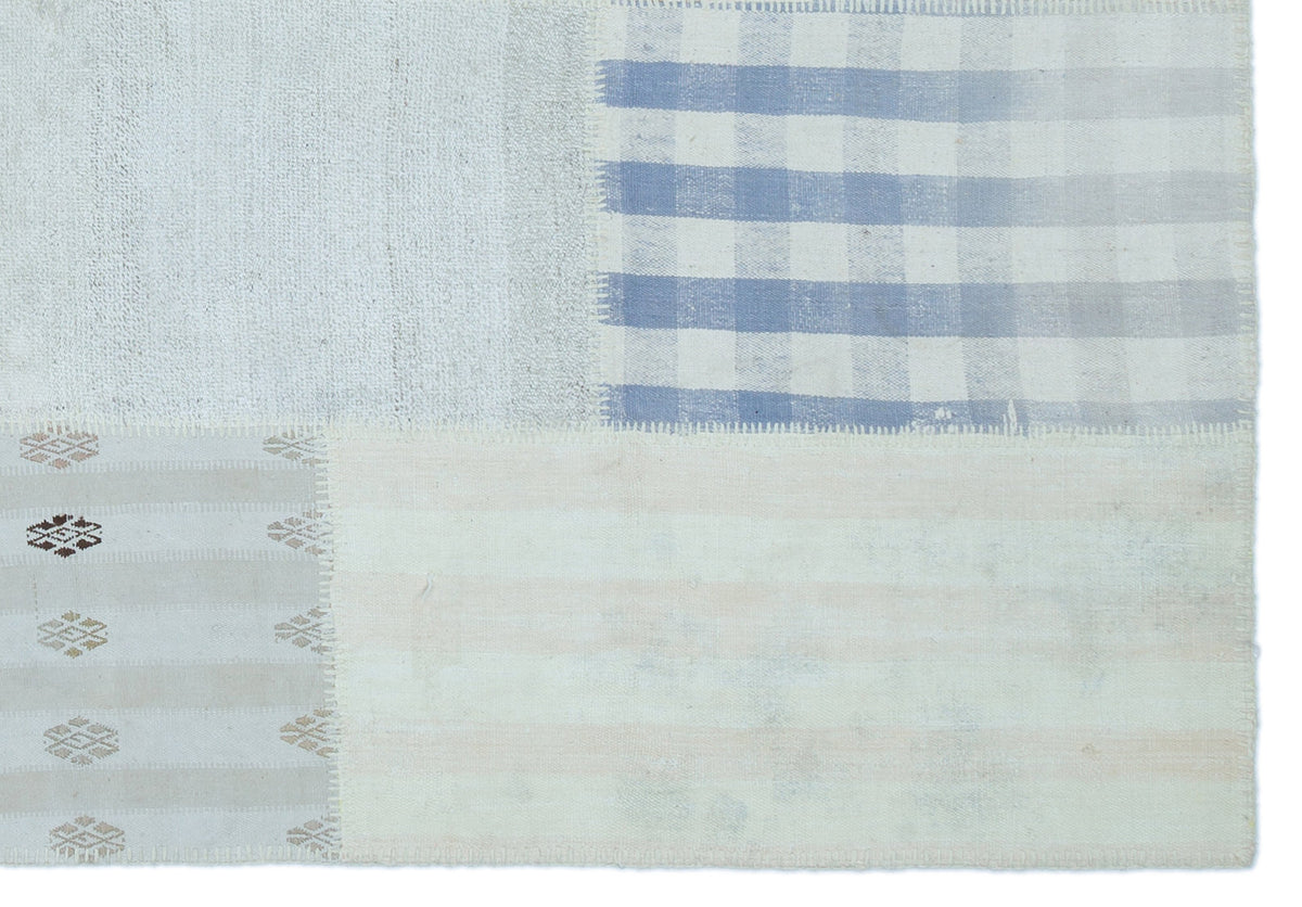 Striped Over Dyed Kilim Patchwork Unique Rug 5&#39;1&#39;&#39; x 7&#39;5&#39;&#39; ft 155 x 225 cm